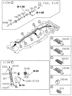 1996 Acura SLX 4 Door 4LS (PREMIUM) KA 4AT Fuel Piping - Clips Diagram 1