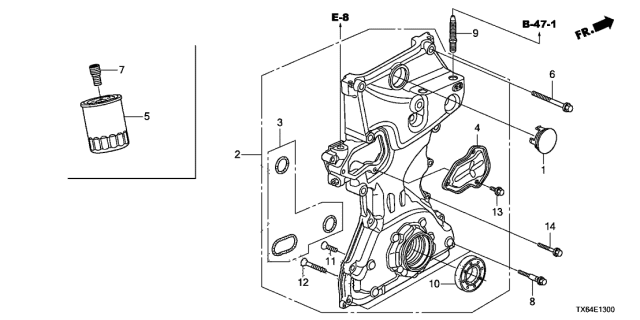 2014 Acura ILX Pump Assembly, Oil Diagram for 15100-R1P-U01