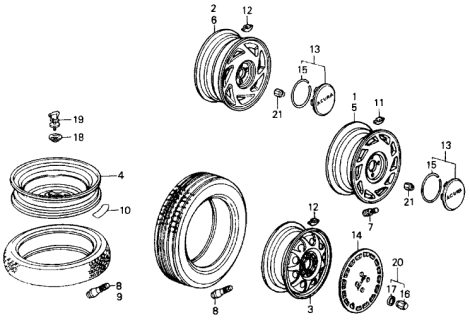 1989 Acura Integra Passenger Side Aluminum Wheel Rim (5 1/2-Jx14) Diagram for 42700-SD2-941