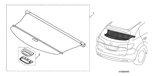 2017 Acura RDX 5 Door BASE (2WD) KA 6AT Cargo Cover Diagram