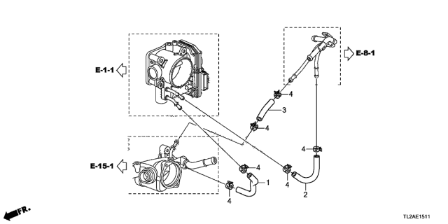 2013 Acura TSX 4 Door TSX V6 KA 5AT Water Hose (V6) Diagram