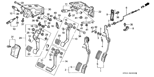 1999 Acura CL Bracket, Pedal Diagram for 46590-SV4-A00