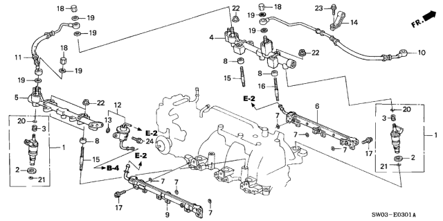 2001 Acura NSX 2 Door NSX KA 6MT Fuel Injector Diagram