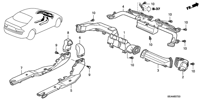 2008 Acura TSX 4 Door TSX (NAVIGATION) KA 6MT Duct Diagram