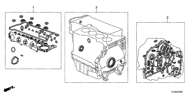 2013 Acura TSX 4 Door TECH KA 5AT Gasket Kit (L4) Diagram