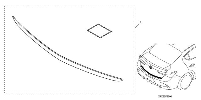 2021 Acura ILX 4 Door 24TECH (A-SPEC) KA DCT Trunk Garnish Diagram