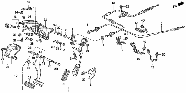 1996 Acura TL Stay A, Actuator Wire Diagram for 17923-SW5-A00