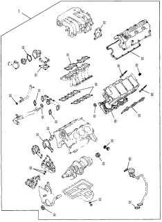 1996 Acura SLX 4 Door 4LS (PREMIUM) KL 4AT Engine Gasket Kit Diagram 2