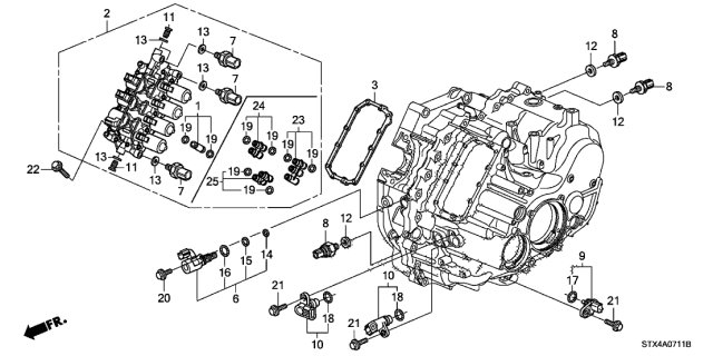 2013 Acura MDX 5 Door TECH KA 6AT AT Sensor - Solenoid - Secondary Body Diagram
