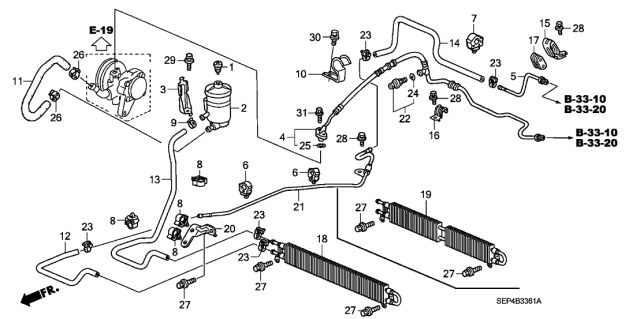 2007 Acura TL Power Steering Oil Cooler Diagram for 53765-SEP-A21