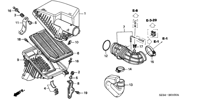 2004 Acura RL 4 Door RL (NAVIGATION) KA 4AT Air Cleaner Diagram