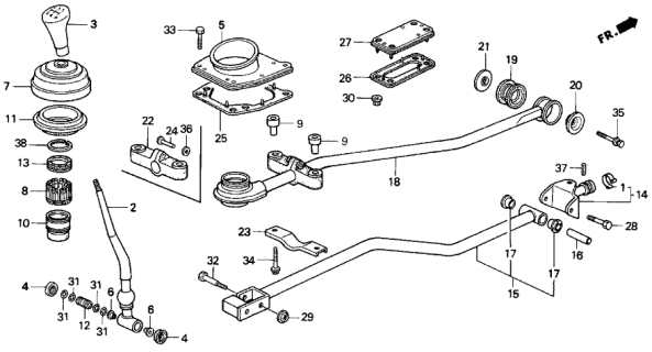 1994 Acura Vigor 4 Door LS KA 5MT Shift Lever Diagram