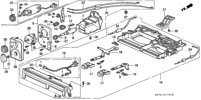 1993 Acura Integra 3 Door RS KL 5MT Heater Control (Lever) Diagram