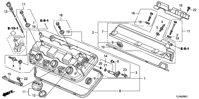 2011 Acura TSX 4 Door TSX V6 KA 5AT Cylinder Head Cover (V6) Diagram