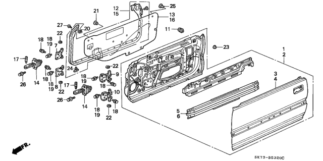 1992 Acura Integra Seal, Left Front Door Hole Diagram for 72361-SK7-A00