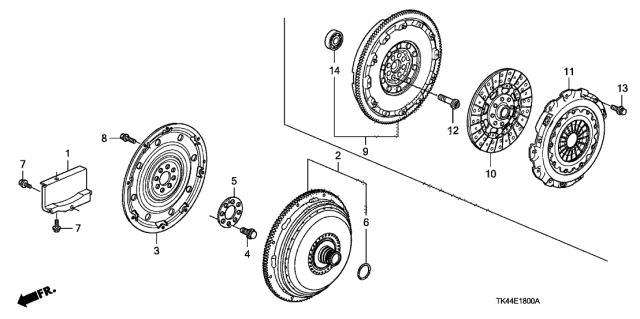 2010 Acura TL Clutch Flywheel Diagram for 22100-RK2-023