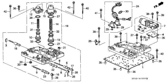 1992 Acura Legend Valve Body Assembly, Throttle Diagram for 27470-PY4-000