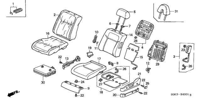 2000 Acura TL Left Front Cushion Seat Back Cover (Light Fern Green) (Leather) (Tachi-S) Diagram for 81531-S0K-A62ZA