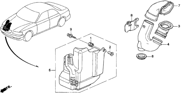 1997 Acura TL Air Intake-Access Cover Diagram for 17250-P5G-000