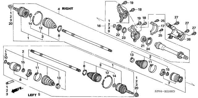 2001 Acura MDX Driveshaft - Half Shaft Diagram