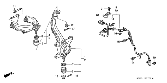 2002 Acura TL 4 Door TYPE-S KA 5AT Knuckle Diagram
