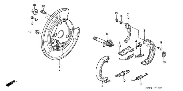 2004 Acura TL Passenger Side Parking Brake Lever Diagram for 43361-SCV-A01