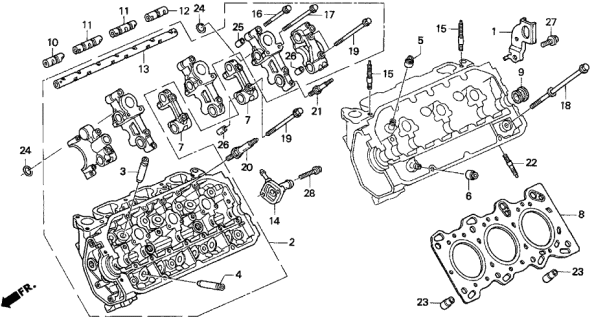 1996 Acura TL Valve Cover Mount Stud Bolt Set Diagram for 90012-P5A-000