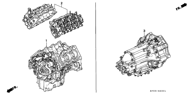 1992 Acura Legend Engine Assy. - Transmission Assy. - Differential Assy. Diagram