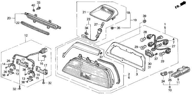 1992 Acura Legend Lamp Unit (Graphite Black) Diagram for 34271-SP1-A01ZA