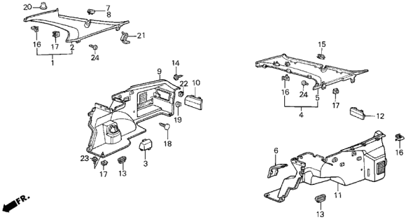 1989 Acura Integra Lining, Right Rear Pillar (Smooth Beige) Diagram for 73825-SE7-E01ZB