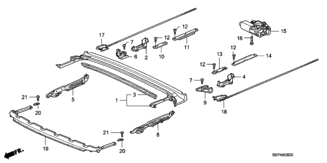 2008 Acura TL 4 Door BASE (NAVIGATION) KA 5AT Roof Slide Components Diagram