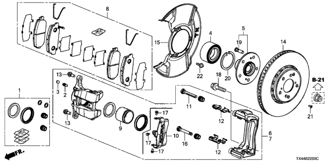 2015 Acura RDX Wheel Bearing Diagram for 44300-T1W-A51