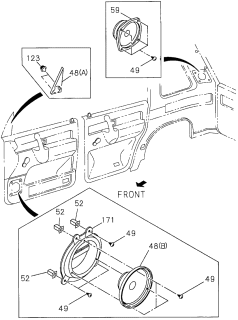 1996 Acura SLX 4 Door 4LS (PREMIUM) KA 4AT Speakers Diagram