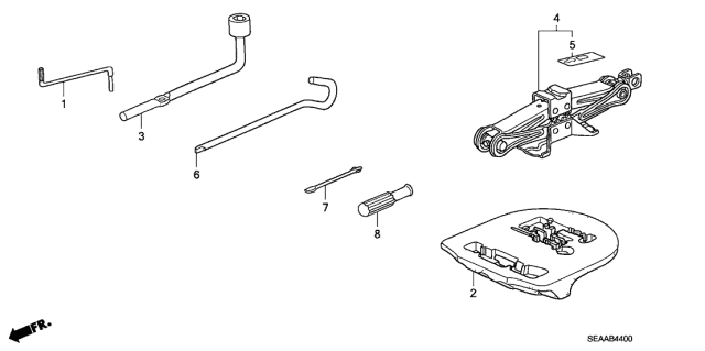 2008 Acura TSX 4 Door TSX (NAVIGATION) KA 6MT Tools - Jack Diagram