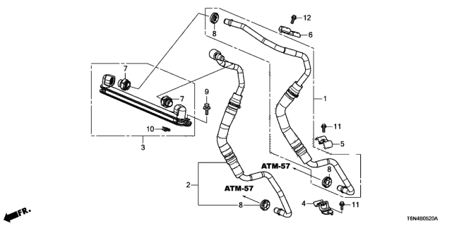2019 Acura NSX Pipe Assembly (ATF) (A) Diagram for 25280-58H-A02
