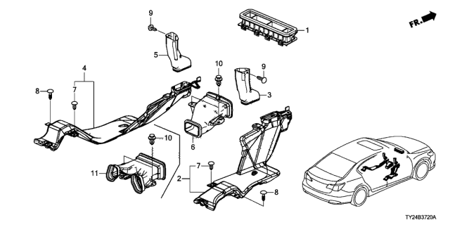 2014 Acura RLX Duct, Right Rear Heater Joint Diagram for 83335-TY2-A01