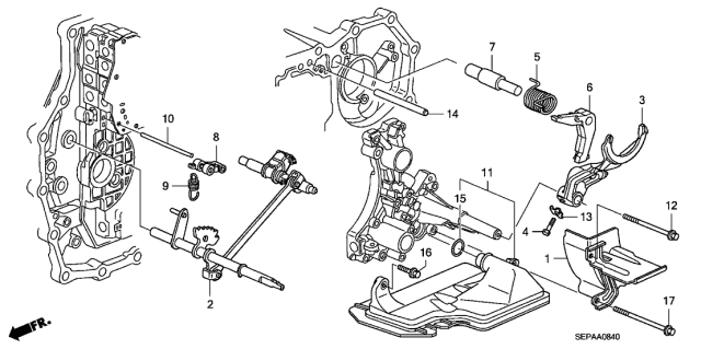 2008 Acura TL 4 Door BASE (NAVIGATION) KA 5AT AT Shift Fork Diagram