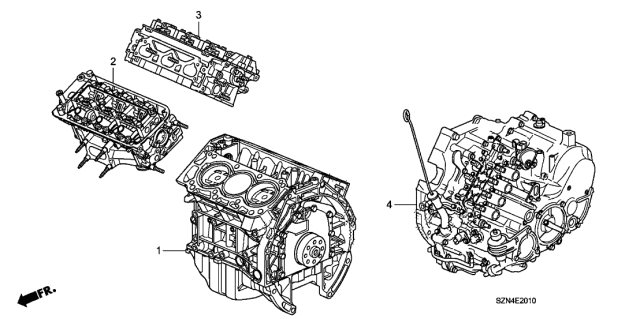 2010 Acura ZDX Engine Sub-Assembly, Rear Head Diagram for 10005-RP6-A00