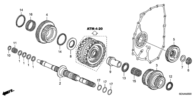 2008 Acura TSX 4 Door TSX (NAVIGATION) KA 5AT AT Mainshaft Diagram