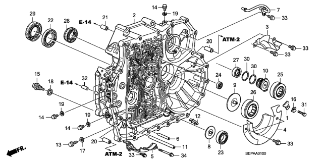 2008 Acura TL 4 Door BASE (NAVIGATION) KA 5AT AT Torque Converter Case Diagram