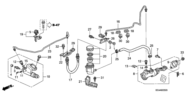 2008 Acura TSX 4 Door TSX (NAVIGATION) KA 6MT Clutch Master Cylinder Diagram
