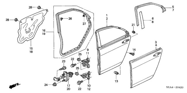 2006 Acura TSX Hinge, Left Rear Door (Lower) Diagram for 67960-SEA-003ZZ