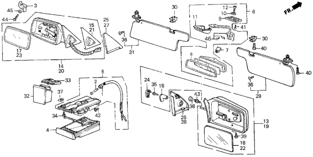 1987 Acura Integra Passenger Side Sunvisor Assembly (Lofty Beige) Diagram for 88210-SE7-A41ZB