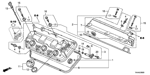 2013 Acura TL 4 Door TECH (SHAWD) KA 6AT Cylinder Head Cover Diagram