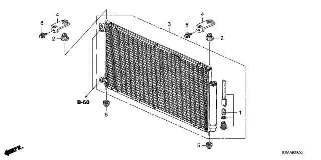 2008 Acura TSX 4 Door TSX (NAVIGATION) KA 6MT A/C Condenser Diagram