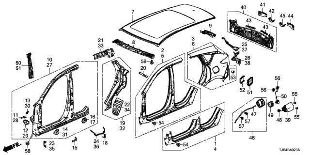 2019 Acura RDX Outer Panel - Roof Panel Diagram