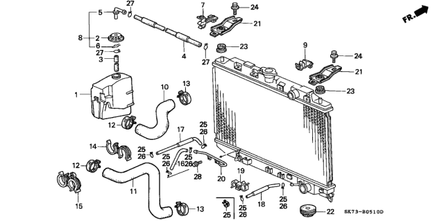 1992 Acura Integra Radiator Water Hose (Upper) Diagram for 19501-PR3-000