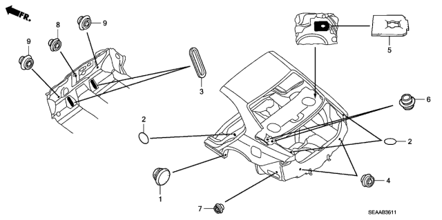 2008 Acura TSX 4 Door TSX (NAVIGATION) KA 6MT Grommet (Rear) Diagram