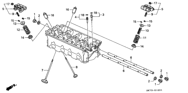 1992 Acura Integra 3 Door GS-R KL 5MT Valve - Rocker Arm Diagram