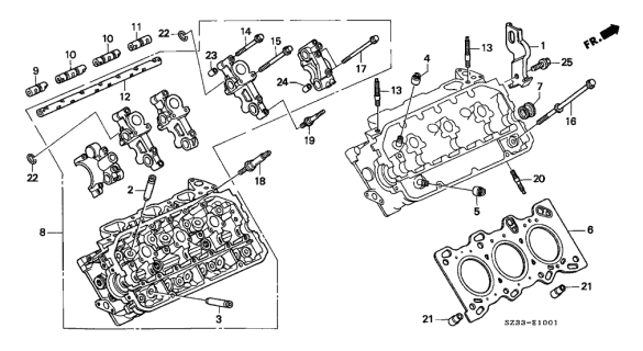1996 Acura RL Cylinder Head Assembly, Passenger Side Diagram for 12300-P5A-000